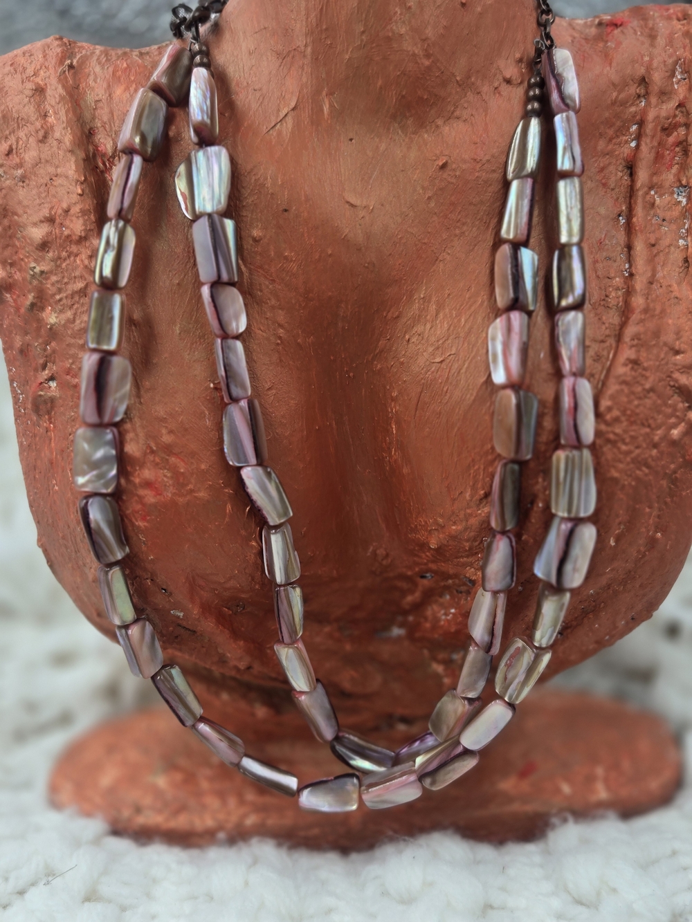 Iridescent Mauve Freshwater Pearl Beaded Necklace